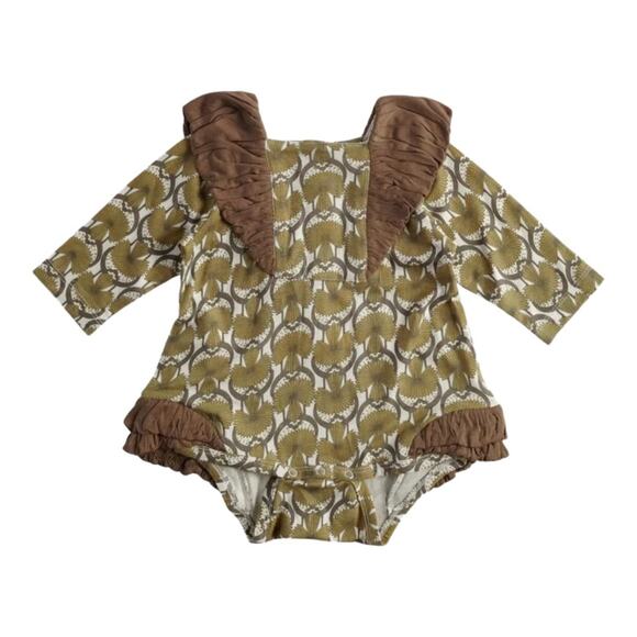 kate quinn Other - NWT Kate Quinn Long Sleeve Color Blocked Bubble Romper Art Deco Bamboo 0-3m